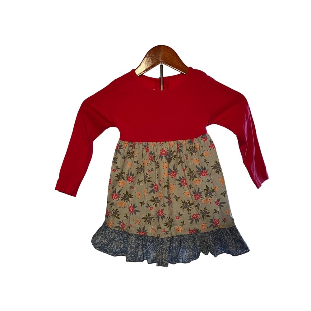 Ricraco and Ruffles Girls Size 4T Pink Floral Ruffle Dress Long Sleeve